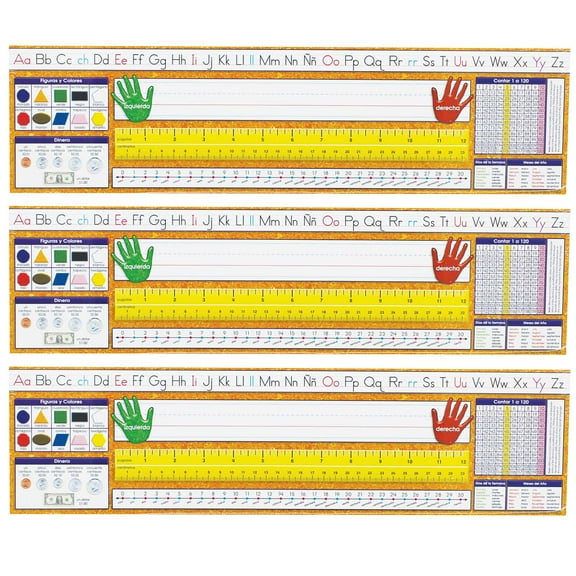 North Star Teacher Resources Traditional Manuscript Spanish Desk Plates, 19" x 5", 36 Per Pack, 3 Packs
