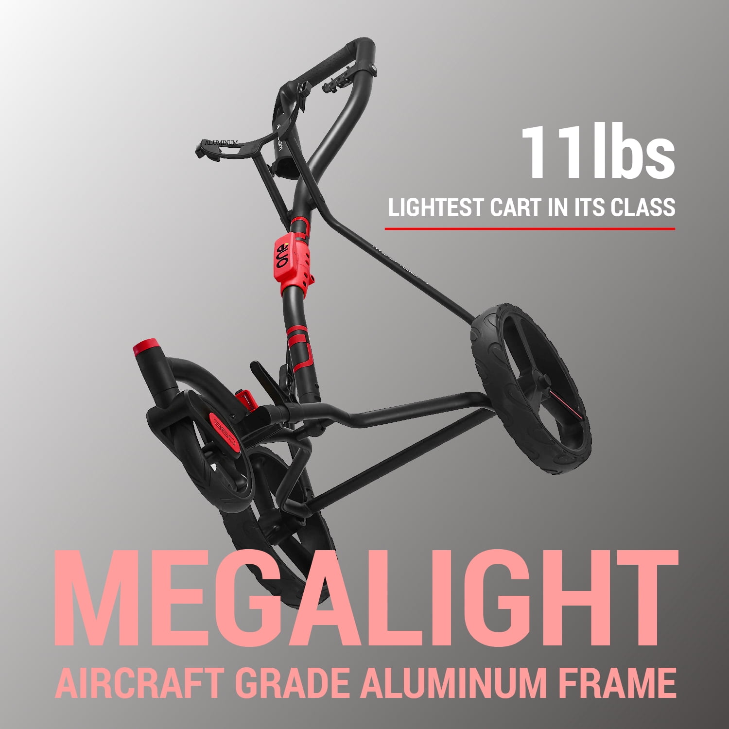 Golf Cart Golf Push Carts Wishbone - Swivel Front Wheel 360° Rotating, 1-Step Folding, Aircraft Grade Frame (Red)