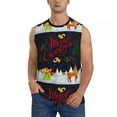 thumbnail image 3 of Uemuo Merry Christmas Elk Pattern Men's Sleeveless T-Shirt,Muscle Athletic Tank Top, Moisture-wicking Quick-dry Breathable Classic Tee Top for Gym Run Outdoor Sports-3X-Large, 3 of 8