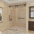 thumbnail image 4 of Kullavik Shower Door 56-60" W x 76" H Frameless Shower Door,Sliding Shower Door with 5/16"(8mm) Clear Tempered Glass,Glass Shower Door w/Seal Strip Parts and Handle,Stainless Steel Hardware,Black, 4 of 9