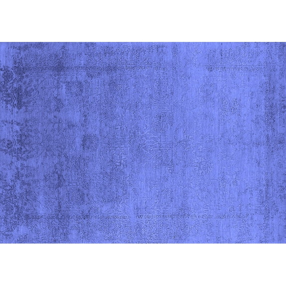 Ahgly Company Machine Washable Indoor Rectangle Oriental Blue Industrial Area Rugs, 4' x 6'