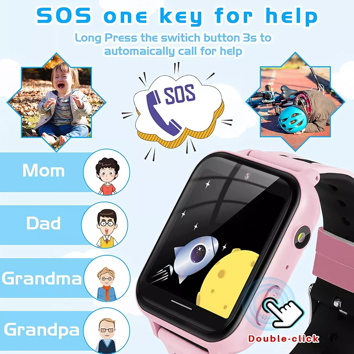 TOPCHANCES Smart Watch for Kids, Kids Smartwatch with Two-way Call 10 Games Camera Music Player SOS, Birthday Educational Gift for Age 3-14 Boys Girls, Pink