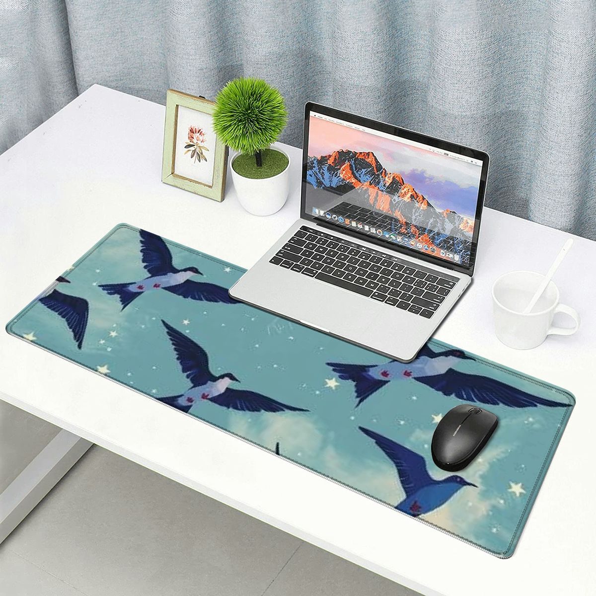 Heduofu Swallow Bird Pattern Desk Mat Protector Non-Slip Waterproof Mouse Pad for Office Home 31.5x11.8 in