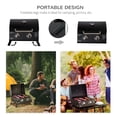 thumbnail image 4 of 2-Burner Propane Gas BBQ Grill, Portable Tabletop Outdoor Barbecue with Lid, Thermometer & Foldable Legs, Carbon Steel Smoker for Camping, Picnic, Backyard, Black, 22.4" L, 4 of 7