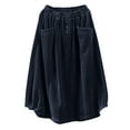 thumbnail image 4 of Riforla Women's Skirt Autumn Winter Cord Skirt Women Vintage Midi Long Skirts Female Elastic Waist A Line Pleated Skirt Skirts for Women Blue M, 4 of 6