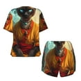 thumbnail image 5 of Lsque Moonlit Hairless Cat Monk Women's Short-Sleeved Pajama Set - 2 Piece Soft and Lightweight Sleepwear Set-3X-Large, 5 of 9