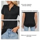 thumbnail image 2 of Camisa de mujer Top Color puro Mangas cortas Cuello vuelto con bolsillo Camisa de verano Top Negro S, 2 of 7