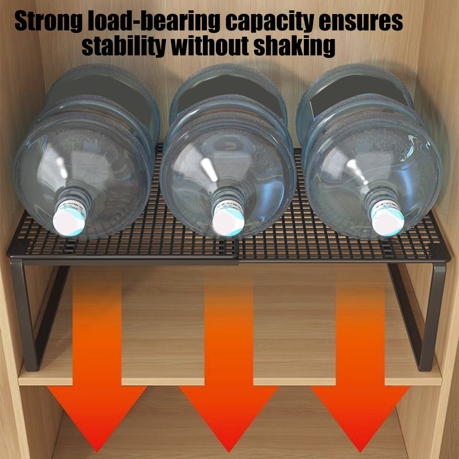 Expandable Cabinet Shelf, Stackable Metal Organizer Rack for Kitchen, Bathroom, Pantry, Countertop and Wardrobe Storage