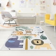 thumbnail image 2 of Washable Kids Area Rug Cartoon Animals Play Mat, with Elephant Giraffe Lion Zebra Monkey Crocodile Educational Learning Game Non Slip Carpet, for Bedrooms Playroom Living Room Classroom, 2 of 7