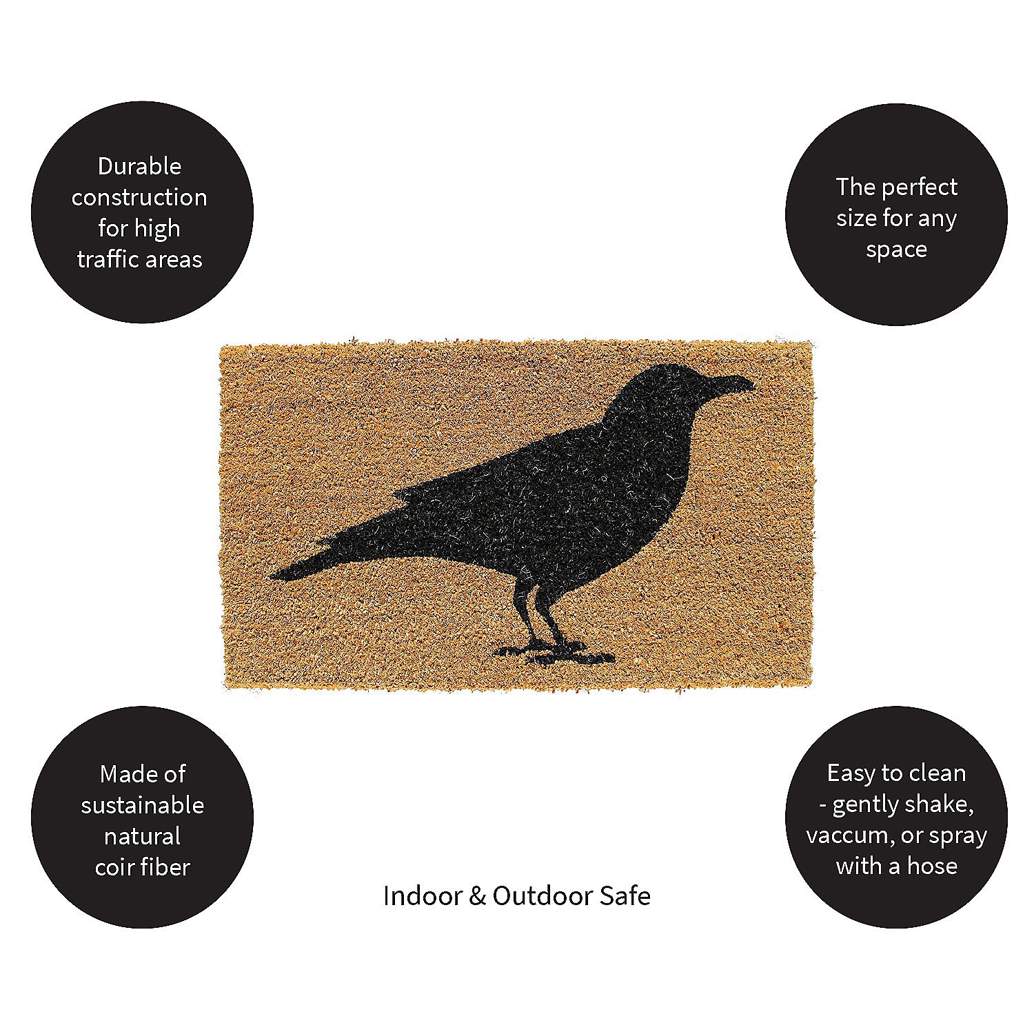 Evergreen Indoor Outdoor Natural Coir Doormat Raven 1'5"x2'5" Multicolored