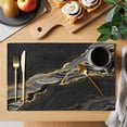 thumbnail image 2 of Black Marble Placemats Set of 4 Gold Abstract Vintage Modern Grey Art Place Mats Indoor Wipeable Table Mats Washable Cloth Dining Table Placemats for Kitchen Holiday Party Home Decor 13x19 Inch, 2 of 9