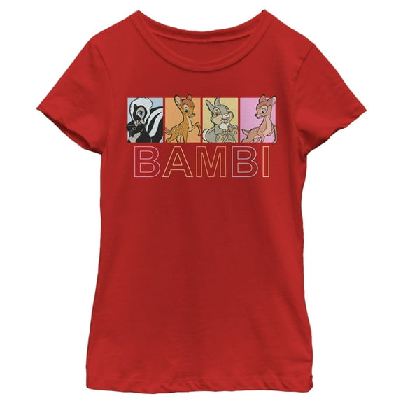 Girl's Bambi Faline, Thumper & Flower Character Boxes  Graphic Tee Red Large