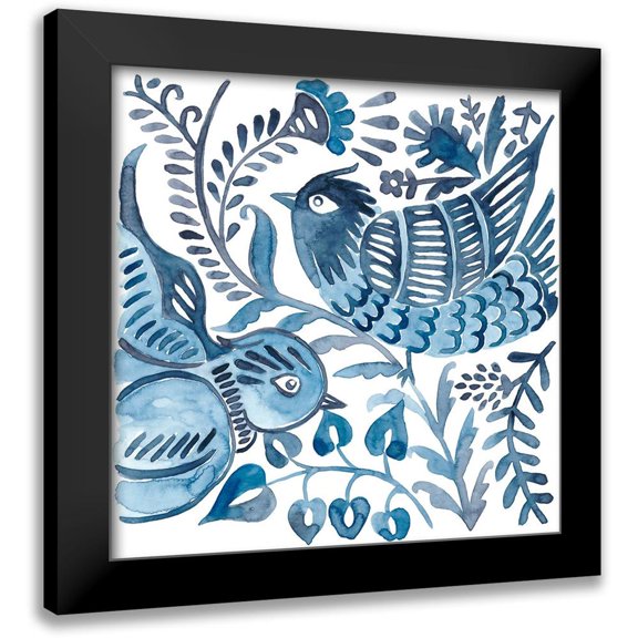 Zarris, Chariklia 12x12 Black Modern Framed Museum Art Print Titled - Indigo Ornament III