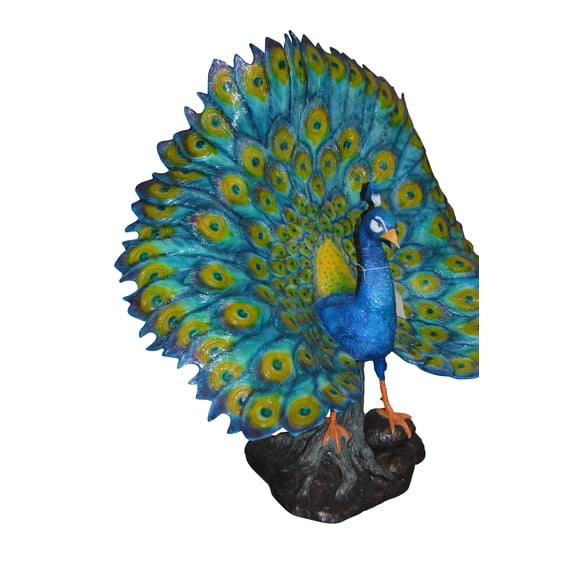 Colorful Peacock Bronze Statue -  Size: 24"L x 39"W x 35"H.