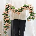 thumbnail image 2 of 1pc/6Pcs Artificial Flowers Vine 45pcs Rose DIY Wedding Decoration Fake Flower Home Room Decor Wall Hanging Garland Plants, 2 of 7