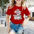 thumbnail image 2 of Toddler Girl Shirts 2t Cute Print Short Sleeve T Shirts Round Neck Trendy Tee Shirt Kids Summer Clothing White,5-6Y, 2 of 4