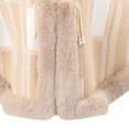 thumbnail image 3 of Ecqkame Women Sherpa Cape Shawl Casual Print Faux Fur Trim Knot Front Shawl Poncho Wrap Fleece Lined Warm Winter Versatile Outerwear Beige Free Size, 3 of 4
