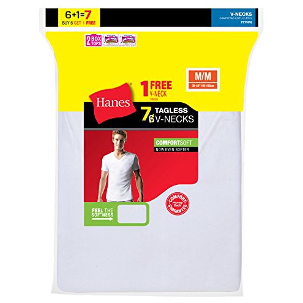 Hanes Men's Vneck Undershirt 7pack (includes 1 Free Bonus Vneck