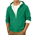 thumbnail image 2 of GrmtClth Mens Sherpa Lined Hoodie Thick Winter Fleece Lined Full-Zip Hooded Sweatshirt Casual Thermal Long Sleeve Jacket Coats Green M, 2 of 8