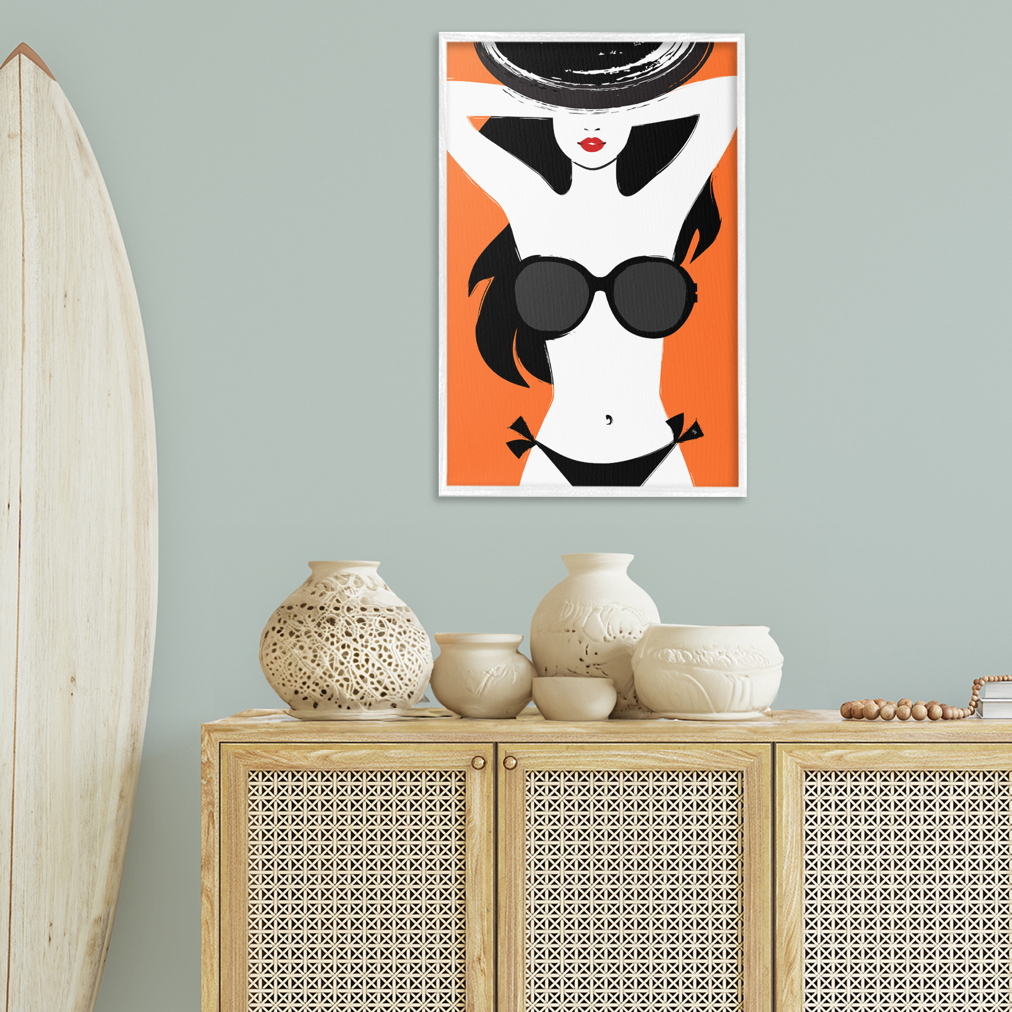 Stupell Industries Summer Vibes Girl Coastal Painting White Framed Art Print Wall Art, 20 x 30