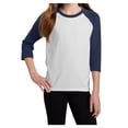thumbnail image 2 of Yellow Rooster Youth Core Blend Raglan Tee White/ Navy XL, 2 of 7
