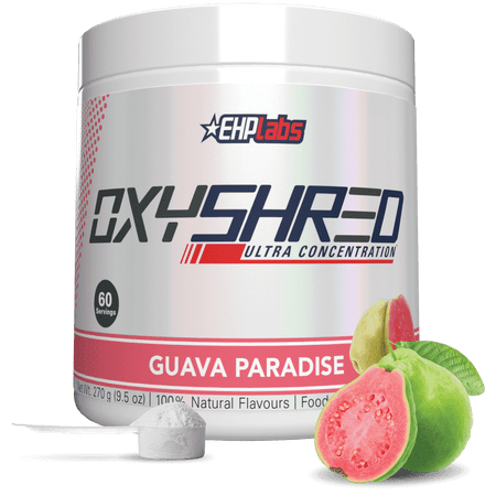 EHP Labs OxyShred Pre Workout Powder & Shredding Supplement - Preworkout Powder with L Glutamine & Acetyl L Carnitine, Energy Boost Drink - Guava Paradise, 60 Servings