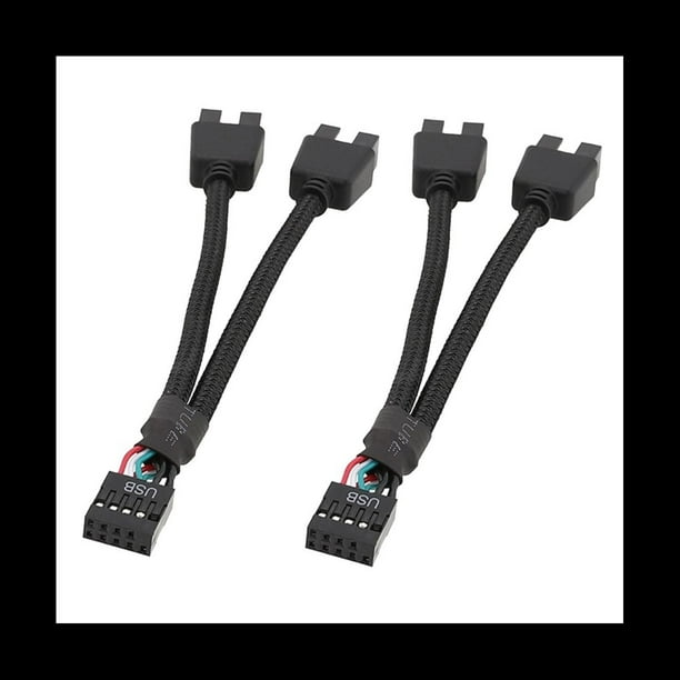 2 Piezas de Cable de ExtensióN USB para Placa Base de Computadora de 9 , 1 Hembra a 2 Macho y Splitter Audio HD Cable de ExtensióN para PC DIY