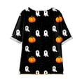 thumbnail image 7 of Godom Halloween Shirts for Women Ghost Graphic Button Oversized T Shirt Short Sleeve Tees Tops, 7 of 7