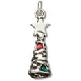 thumbnail image 1 of Sterling Silver 18" .8mm 3D Christmas Tree Blue Red Crystal Ornaments Star Pendant Necklace, 1 of 2
