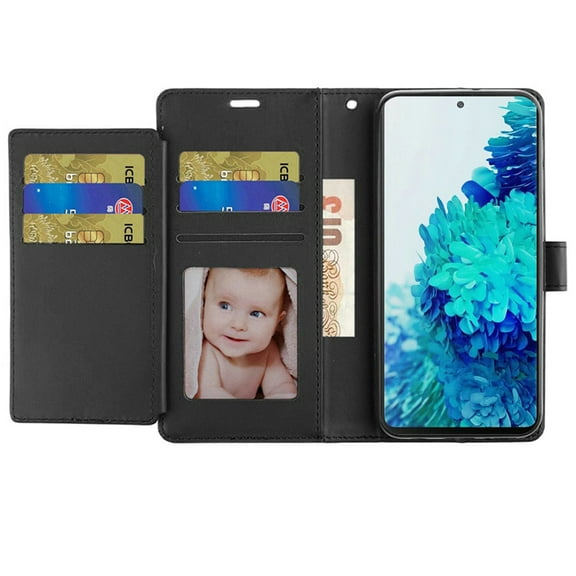 Phone Case for Samsung Galaxy S22 Ultra Wallet Case PU Leather Credit Card ID Pocket Cash Slot Dual Flip Pouch Folio Stand Cover for Galaxy S22 Ultra - Black