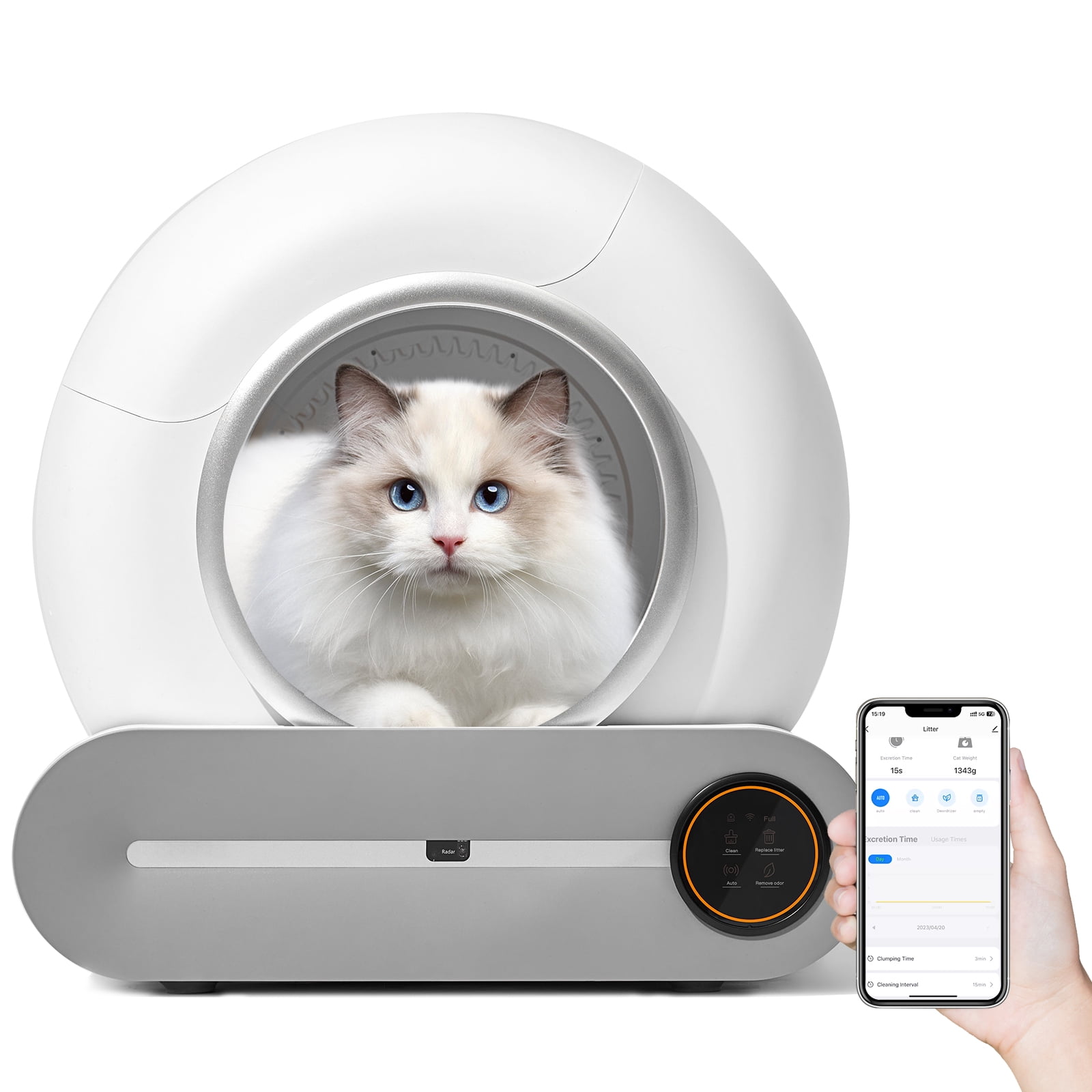 Glavbiku Smart Self-Cleaning Cat Litter Box with Liner,Odor Removal, App Control Support 2.4G wifi