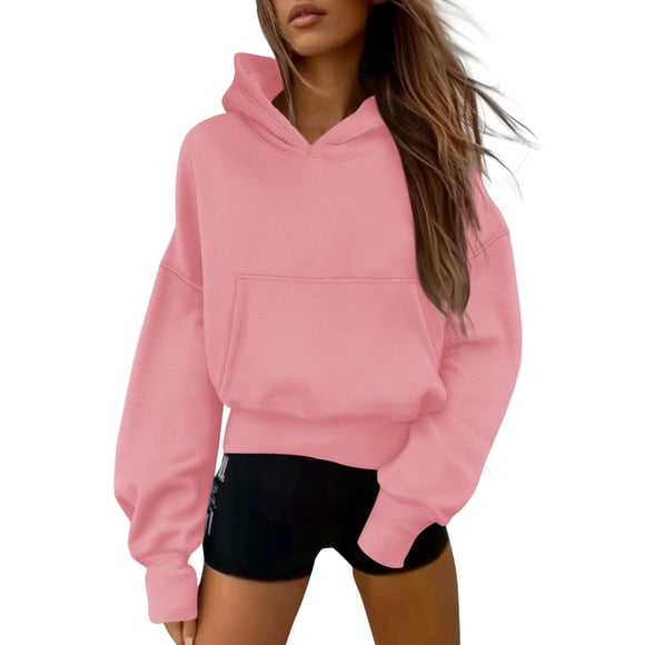 Sudadera con Capucha PRETTYGARDEN Otoño 2025 Media Cremallera Rosa L