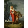 thumbnail image 2 of Pietro Fabris 18x24 Gold Ornate Framed and Double Matted Museum Art Print Titled - A Young Girl in Traditional Neapolitan Dress in a Landscape, Together with a Young Boy and a Donkey, 2 of 4