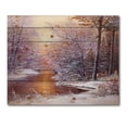 thumbnail image 3 of Designart 'Christmas Forest With Trees and River II' Traditional Print on Natural Pine Wood, 3 of 5