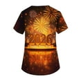 thumbnail image 3 of LHVUOA Scrubs Plus Size Tops for Women Stretchy Scrub V Neck Tee Happy New Year 2026 Print Casual Nursing Shirts with Pockets, 3 of 5