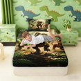 thumbnail image 3 of Manfei Wild T-Rex Dino Twin Fitted Sheet,Retro Jungle Animals Bedding,Green Brown,2 Pieces,1 Fitted Sheet and 1 Pillowcase, 3 of 6