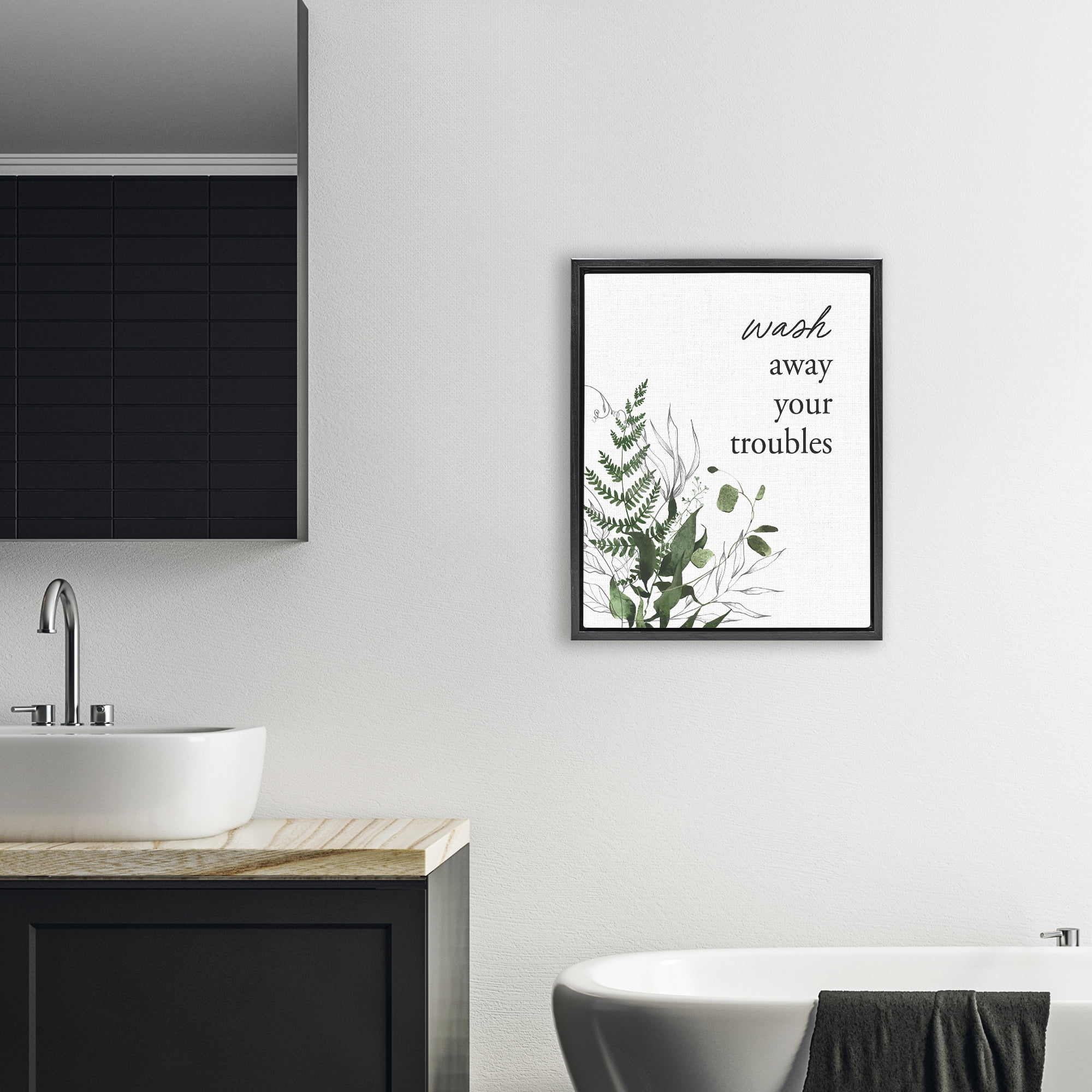 Forest Foliage Wash Away Black Framed Floater Canvas Wall Art, design by Lettered and Lined