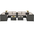 thumbnail image 3 of Gymax 8PCS Cushioned Rattan Patio Conversation Set w/ Coffee Table Side Table, 3 of 10