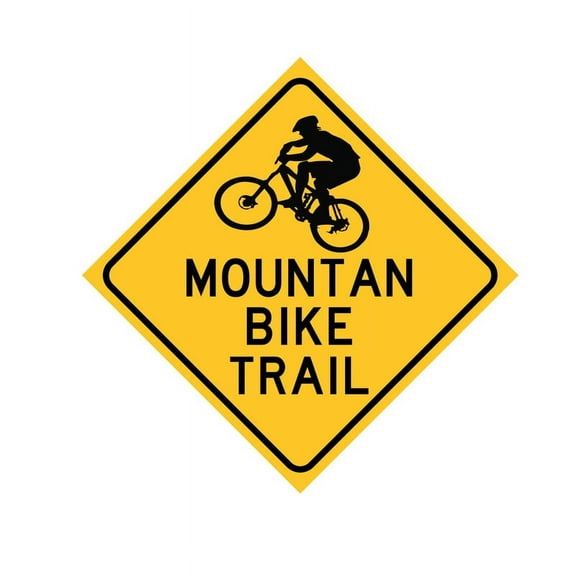 Mountain Bike Trail Metal Caution Sign - Mountain Biker Gift - Mountain Bike Décor - Kids Room Bike Sign - Man Cave Sign - Bike Sign Size: 8 inch x 8 inch