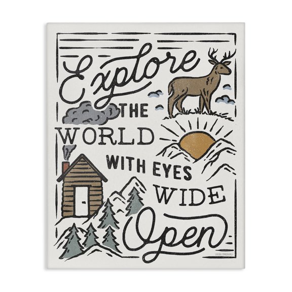 Stupell Industries Farmhouse Explore with Eyes Wide Open Canvas Art, 16 x 20, by Laura Marshall