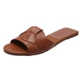 thumbnail image 7 of Slides for Women Fashion Splice Open Toe Sandals Casual Summer Beach Flat Shoes Comfortable Soft Leather Slip on Slippers Brown Size 7, 7 of 7