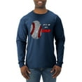 thumbnail image 1 of Wild Bobby, Baseball Fingerprint It's In My DNA, Sports, Men Long Sleeve Shirt, Vintage Heather Navy, 3X-Large, 1 of 5