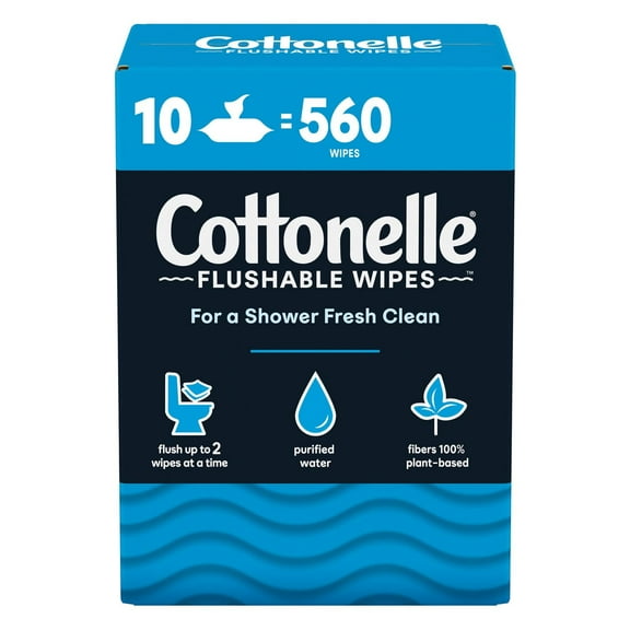 2X-Cottonelle Freshfeel Flushable Wet Wipes - One Box Of 560 Wipes (10 Packs Of 56 Pieces)