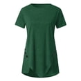 thumbnail image 2 of CHGBMOK Womens Summer Tops Plus Size Dressy Casual Round Neck Shirt Button Side Basic Tees Irregular Hem, 2 of 5