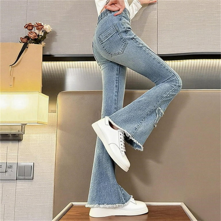 Tall Girls Flare Jeans, Bell Bottom Jeans for Girls High Rise