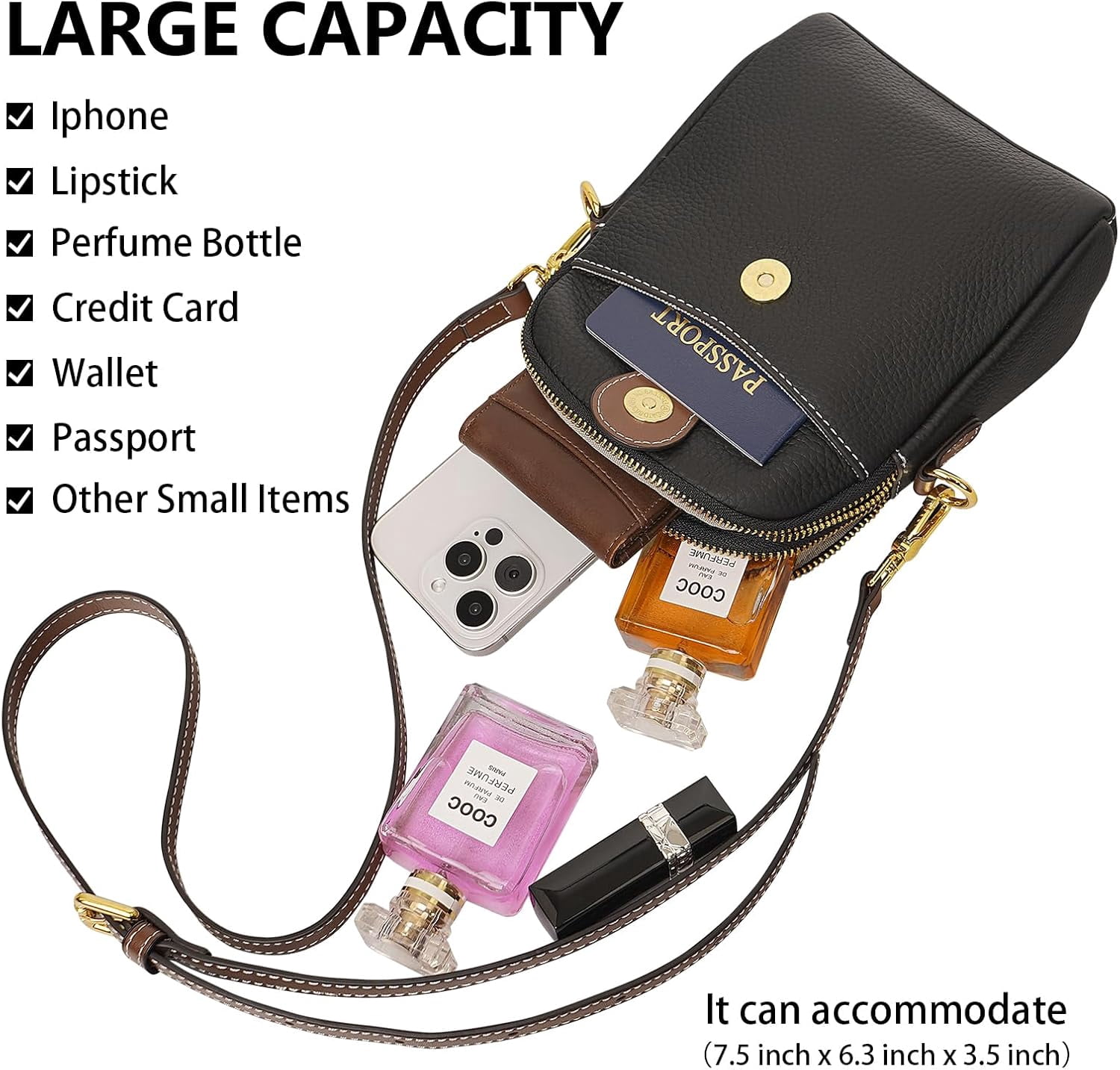 Small Crossbody Bags For Women, Genuine Leather Small Crossbody Purses For Women Cell Phone Crossbody Wallet Purses