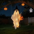 thumbnail image 4 of VORJELT 1.5M Hanging Ghost with Pumpkin Candy Bag - LED Light-Up Outdoor Halloween Decor, Spooky Porch Ornament for Yard and Party White, 4 of 7