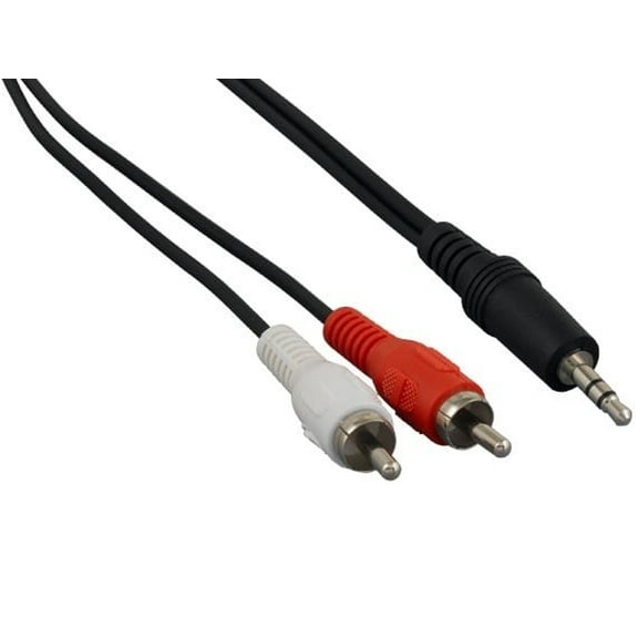 Cable Leader 25ft 3.5mm Stereo to RCA x 2 Male to Male Audio Cable, Black