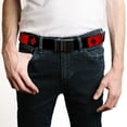 thumbnail image 2 of Adjustable Belt, Clamp Buckle, Cut-to-Fit, Harley Quinn Diamonds Black Red White, 2 of 3