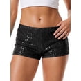 thumbnail image 4 of Women's Sequin Micro Shorts Glitter Sparkly Low Rise Elastic Band Hot Pants for Party Clubwear, 4 of 9